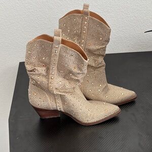 Steve Madden Tan Rhinestone Heeled Boots